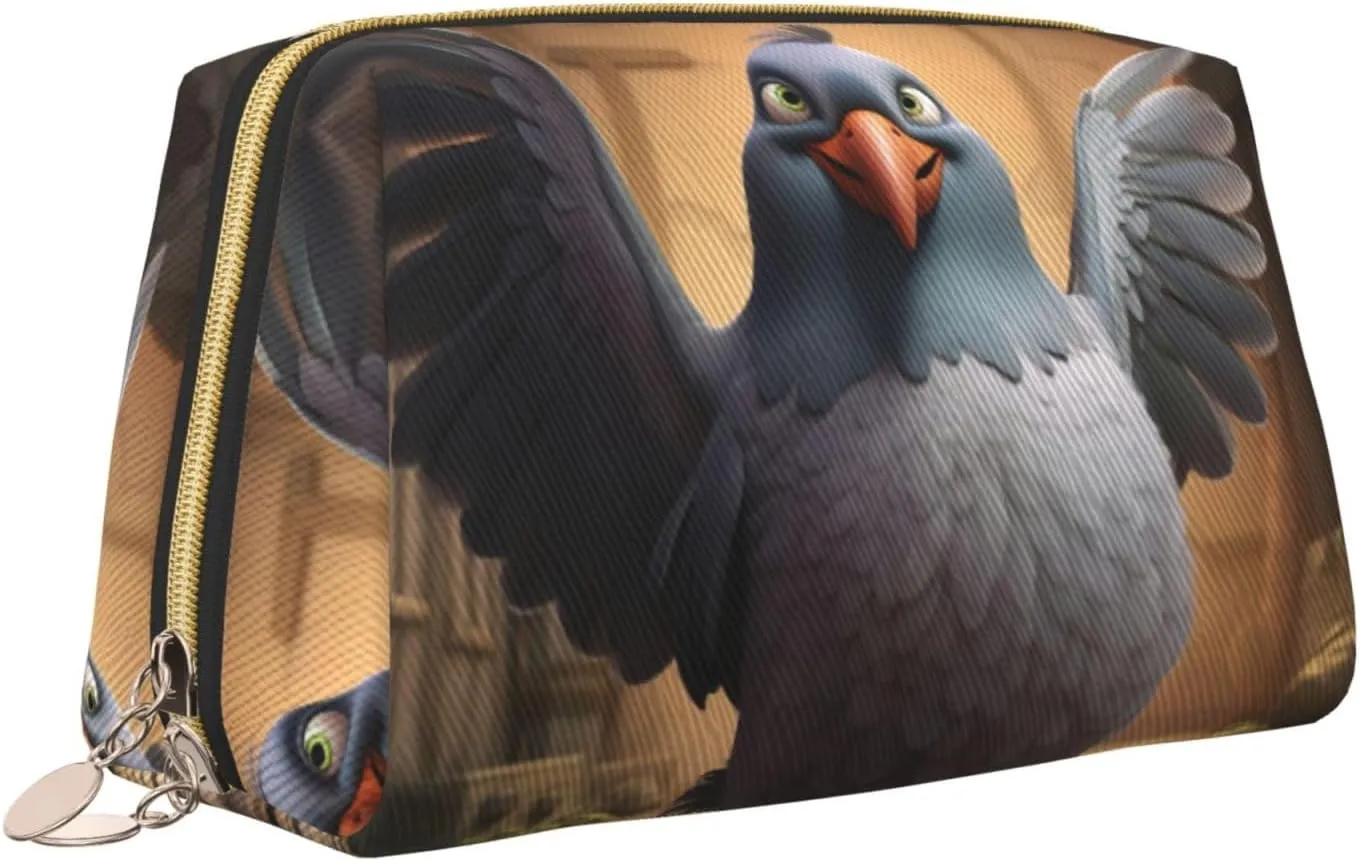 Cartoon Pigeon 1 Leather Toiletry Travel Bag, Compact Makeup Organizer For Women