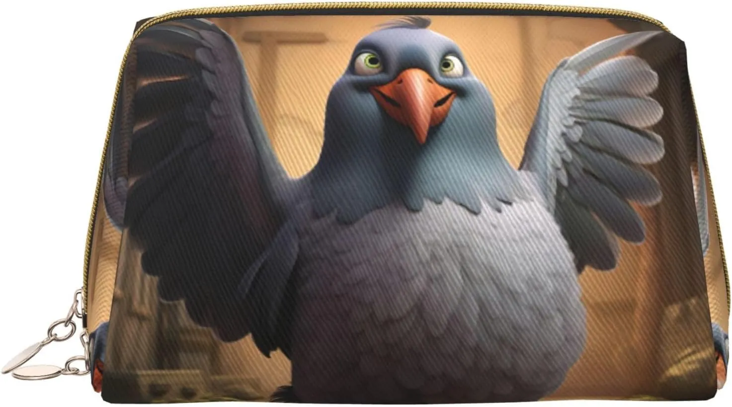 Cartoon Pigeon 1 Leather Toiletry Travel Bag, Compact Makeup Organizer For Women