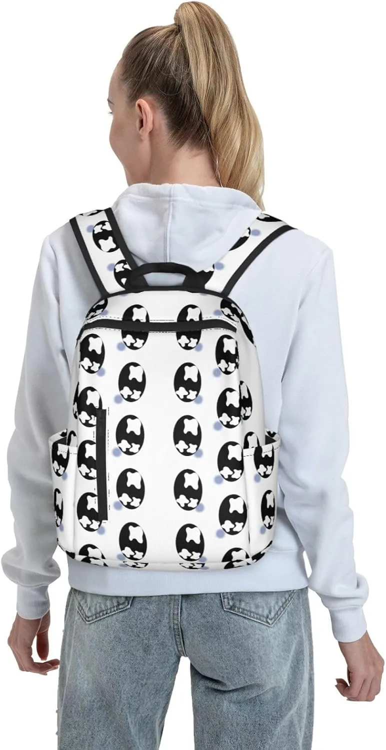Cartoon Sad Teary Eyes Black Casual Backpacks Large Capacity Laptop Backpack Sports Fitness Rucksack Travel Carry-On Daypack Adjustable Shoulder Strap Work Bag for Outdoor Camping