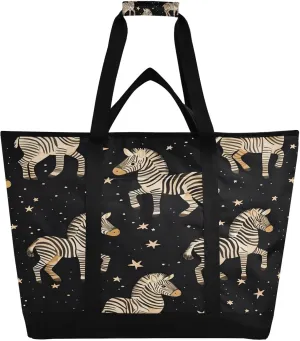 Cartoon Zebra Reusable Insulated Lunchbox Cooler Bag, Leakproof Kitchen Grocery Bag Collapsible Portable Cooler Tote Bag for Picnic, Camping, Office, Travel