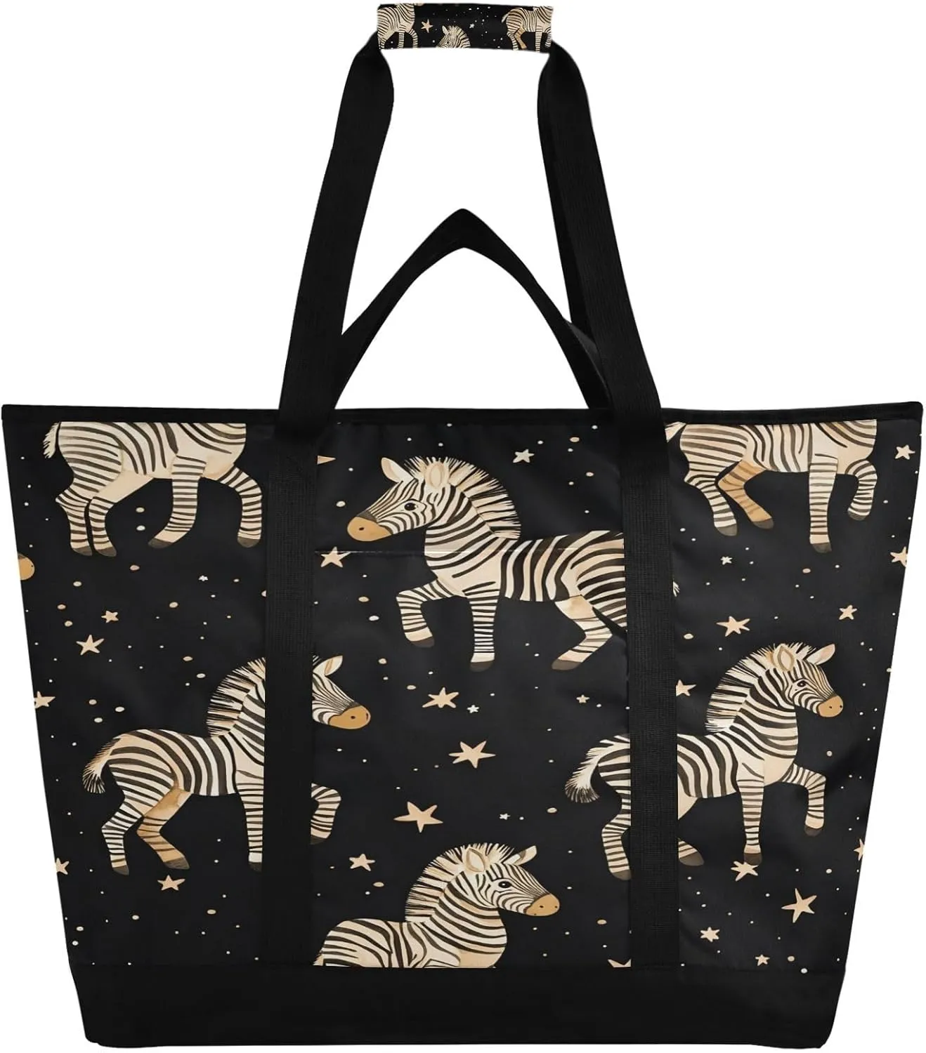 Cartoon Zebra Reusable Insulated Lunchbox Cooler Bag, Leakproof Kitchen Grocery Bag Collapsible Portable Cooler Tote Bag for Picnic, Camping, Office, Travel