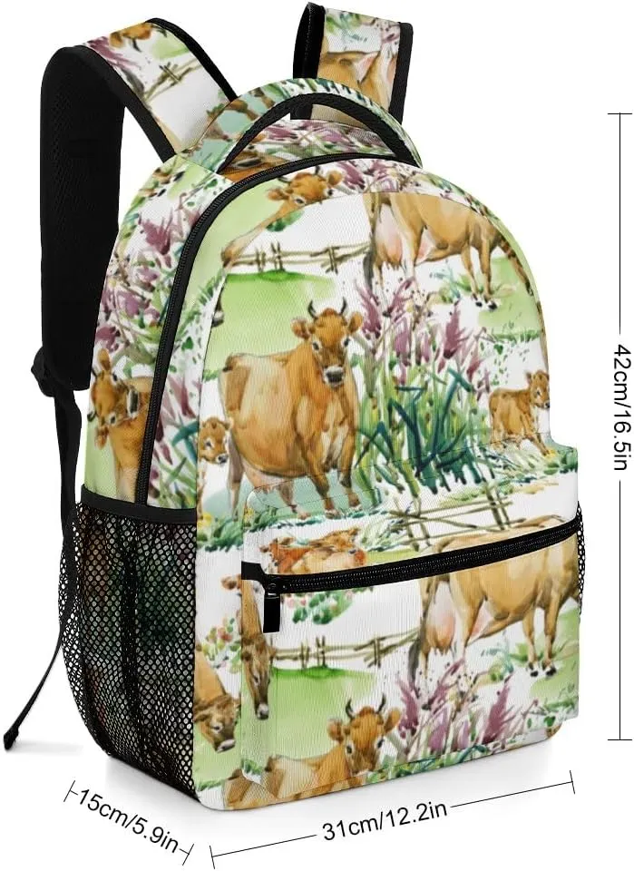 Casual Daypacks Backpacks Laptop Backpack Dairy Cows Grassland Work Bussiness School Students Bookbag Travel Hiking Gym Bags Waterproof Lightweight Women Men