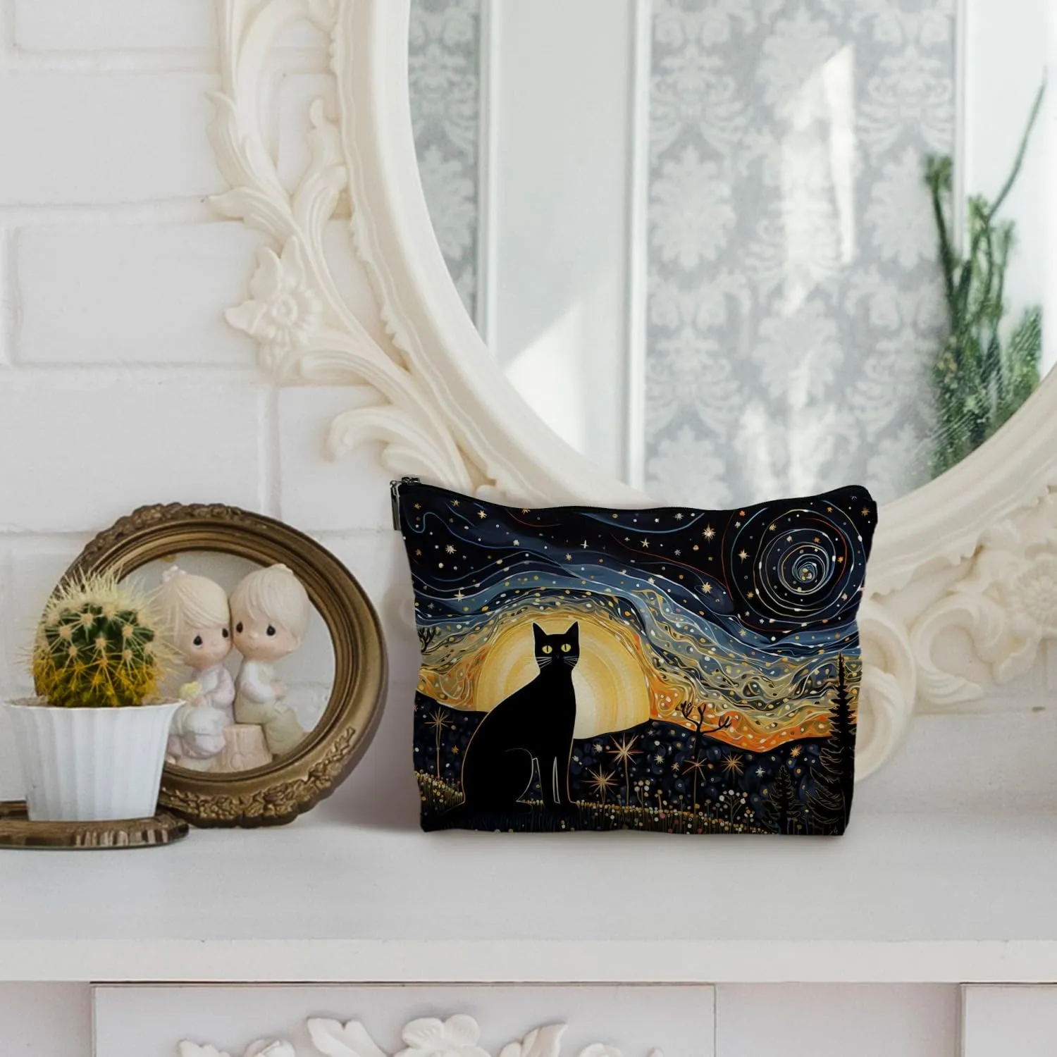 Cat Leather Makeup Bag for Women - Cat Mom & Lover Gifts, Cosmetic Bag for Girls