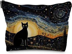 Cat Leather Makeup Bag for Women - Cat Mom & Lover Gifts, Cosmetic Bag for Girls