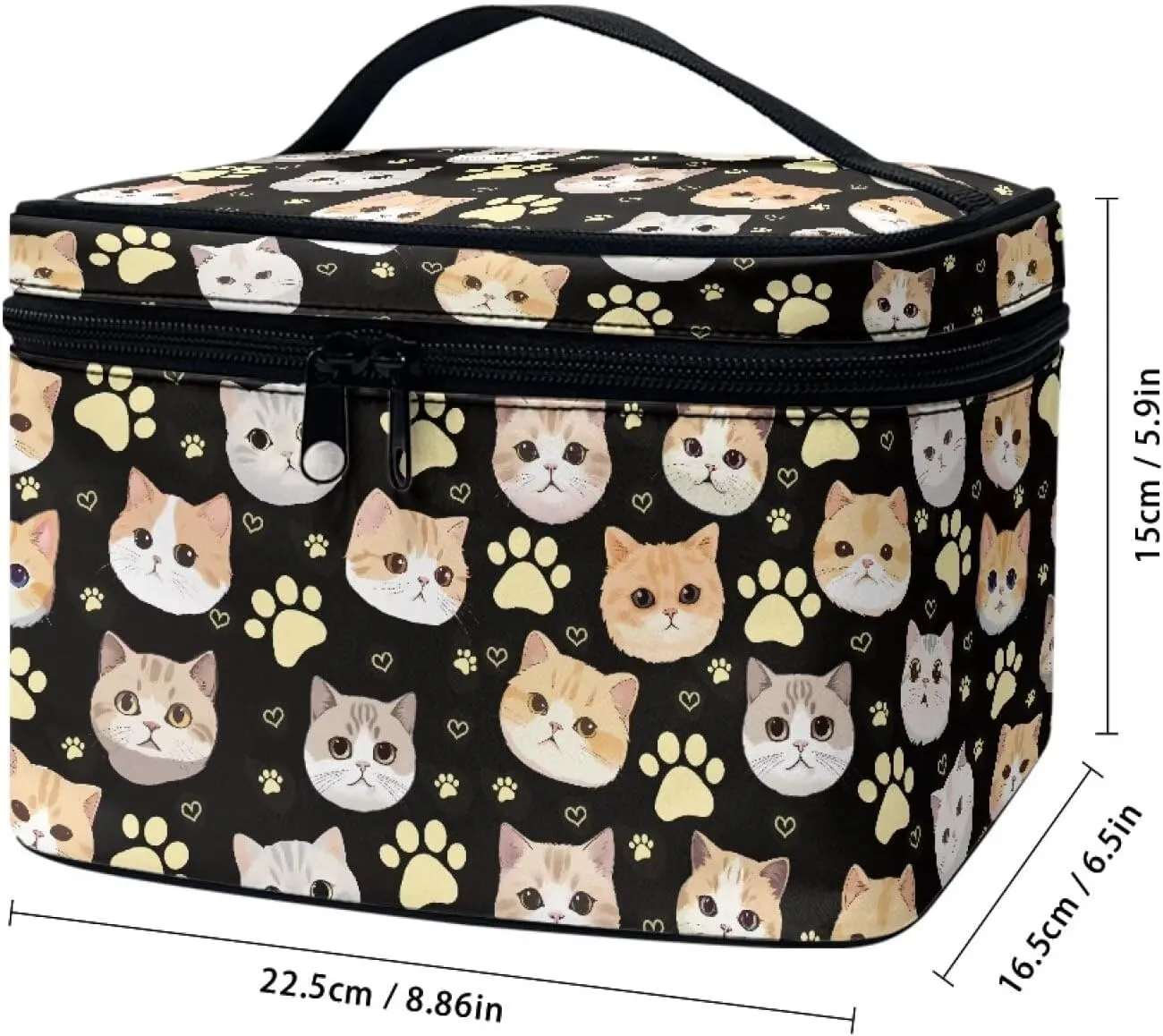 Cat Paw Makeup Cosmetic Bag for Women Girls Zipper Toiletry Bag Holder Large Capacity Brushes Organizer Case with Handle Easy to Clean for Weekend Getaways, Vacations