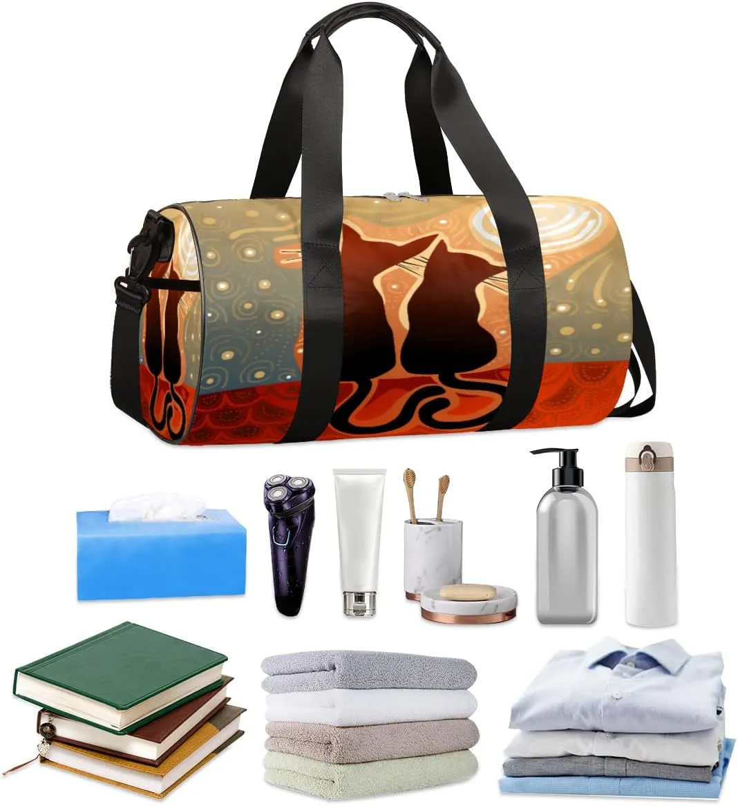 Cats Starry Night Gym Bag Small Gym Duffel Bags for Men Women Overnight Weekender Bag Lightweight Sport Duffle Bag Carry On Gymbag
