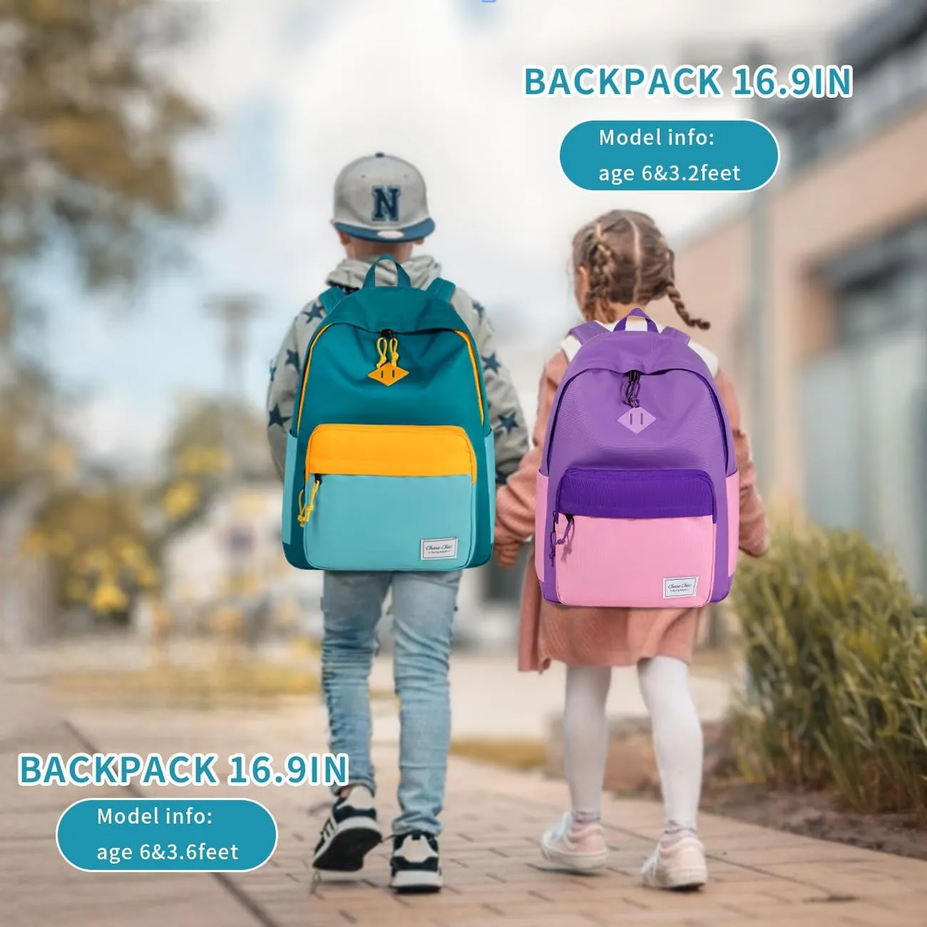 Chase Chic Kids Backpack for Boys - 17 inch School Backpacks for Toddler Girls Fits 6 to 12 Years Old - Lightweight Water Resistant Preschool Bookbag for Travel Daycare (Green Blue)