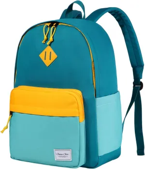 Chase Chic Kids Backpack for Boys - 17 inch School Backpacks for Toddler Girls Fits 6 to 12 Years Old - Lightweight Water Resistant Preschool Bookbag for Travel Daycare (Green Blue)