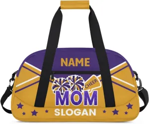 Cheer-Bags for Girls, Personalized Name Dance Gymnastics Ballet Sport Travel Duffel Bags for Cheerleader Kids with Custom Team Name for Overnight Weekender,Purple Yellow