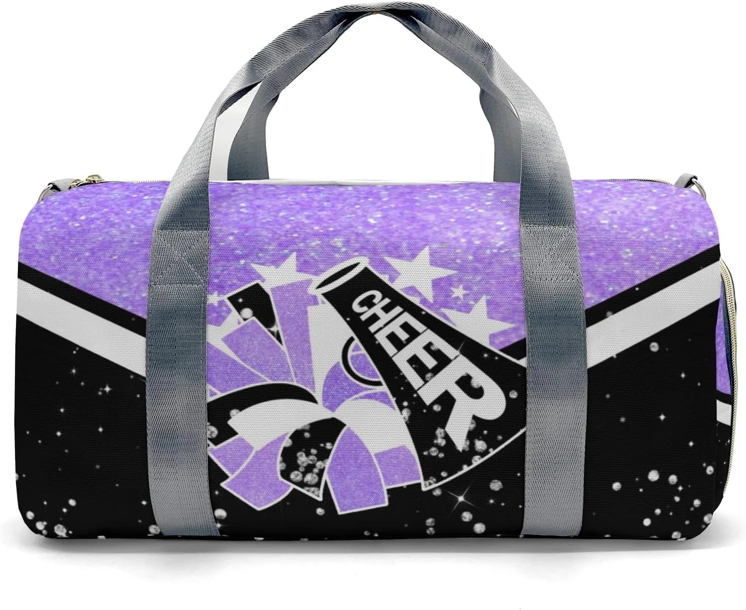 Cheer Cheerleader Personalized Duffel Bag Customized Yoga Sport Bags with Name Travel Duffel Bag Shoulder Bag Bright Purple Weekender Bags with Shoe Compartments