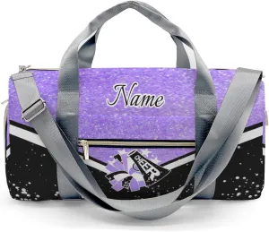 Cheer Cheerleader Personalized Duffel Bag Customized Yoga Sport Bags with Name Travel Duffel Bag Shoulder Bag Bright Purple Weekender Bags with Shoe Compartments