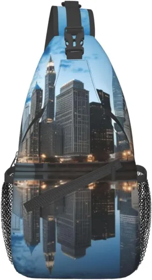 Chicago Reflected Printed Chest Messenger Bag Shoulder Bag Sling Bag