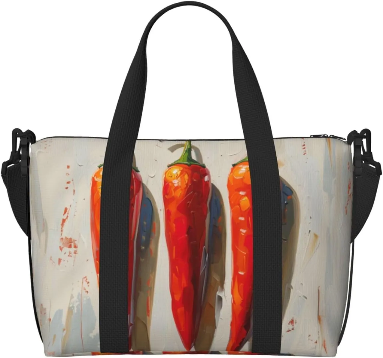 chilies print Travel Duffel Bag, Sports Tote Gym Bag, Swim Pool Bag Large Shoulder Tote Bag for Beach Weekender