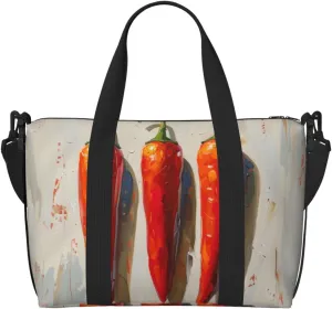 chilies print Travel Duffel Bag, Sports Tote Gym Bag, Swim Pool Bag Large Shoulder Tote Bag for Beach Weekender