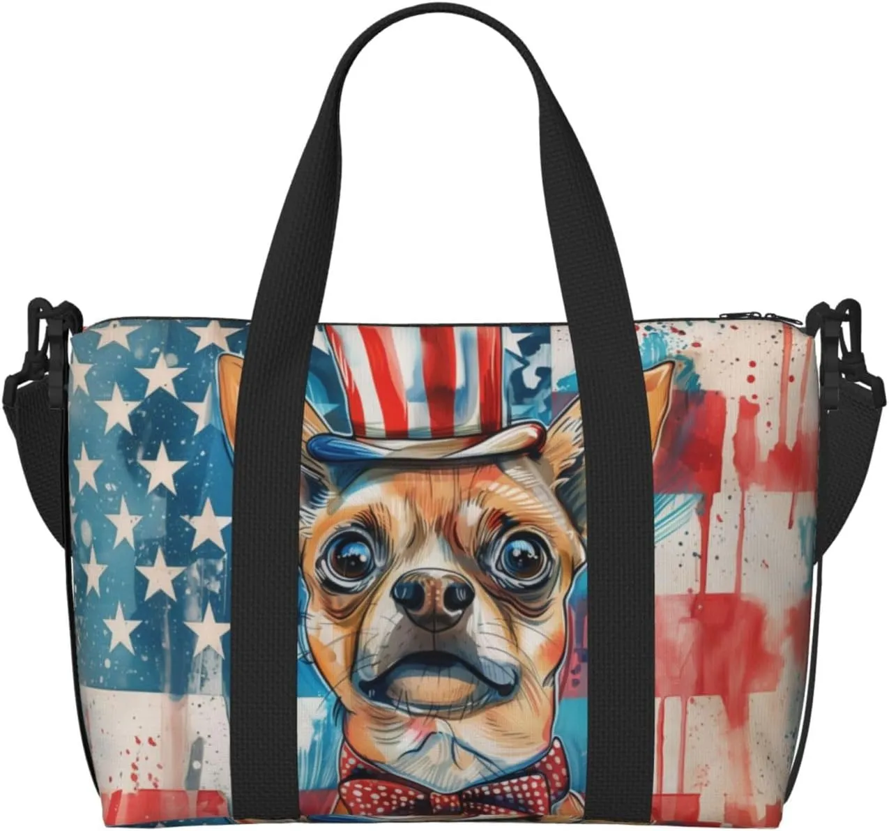Chinese Chongqing Dog print Travel Duffel Bag, Sports Tote Gym Bag, Swim Pool Bag Large Shoulder Tote Bag for Beach Weekender