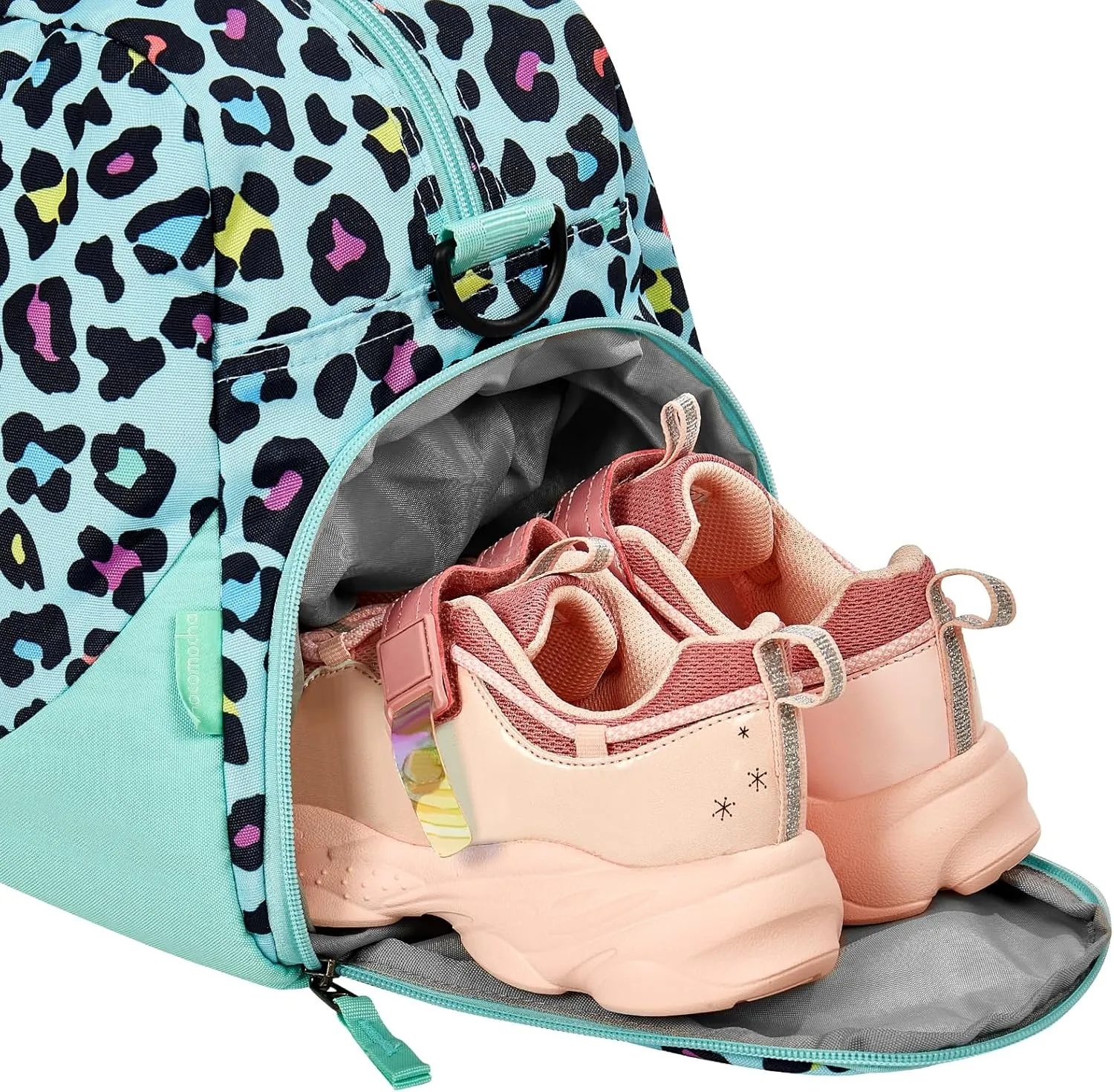 Choco Mocha Kids Duffle Bag Girls - Cheetah Weekender Overnight Bags for Girl Ages 9-12, Teal