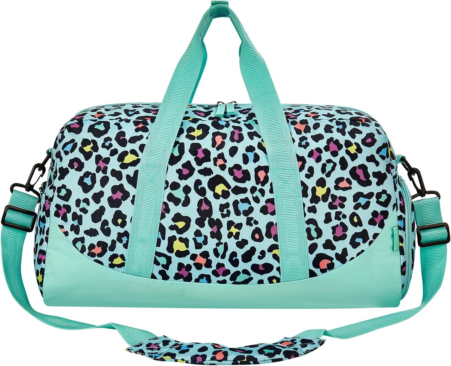 Choco Mocha Kids Duffle Bag Girls - Cheetah Weekender Overnight Bags for Girl Ages 9-12, Teal