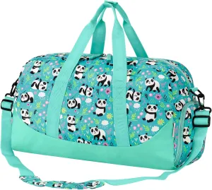 Choco Mocha Kids Duffle Bag Girls - Panda Weekender Overnight Bags for Girl Ages 9-12, Blue