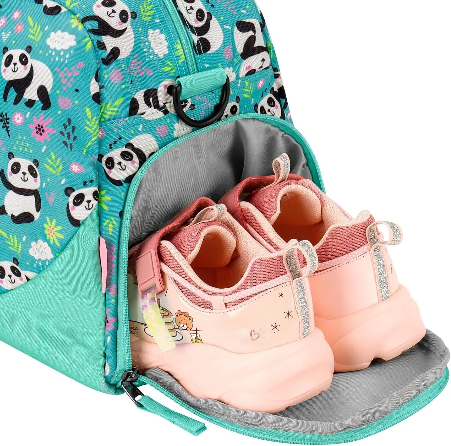 Choco Mocha Kids Duffle Bag Girls - Panda Weekender Overnight Bags for Girl Ages 9-12, Blue