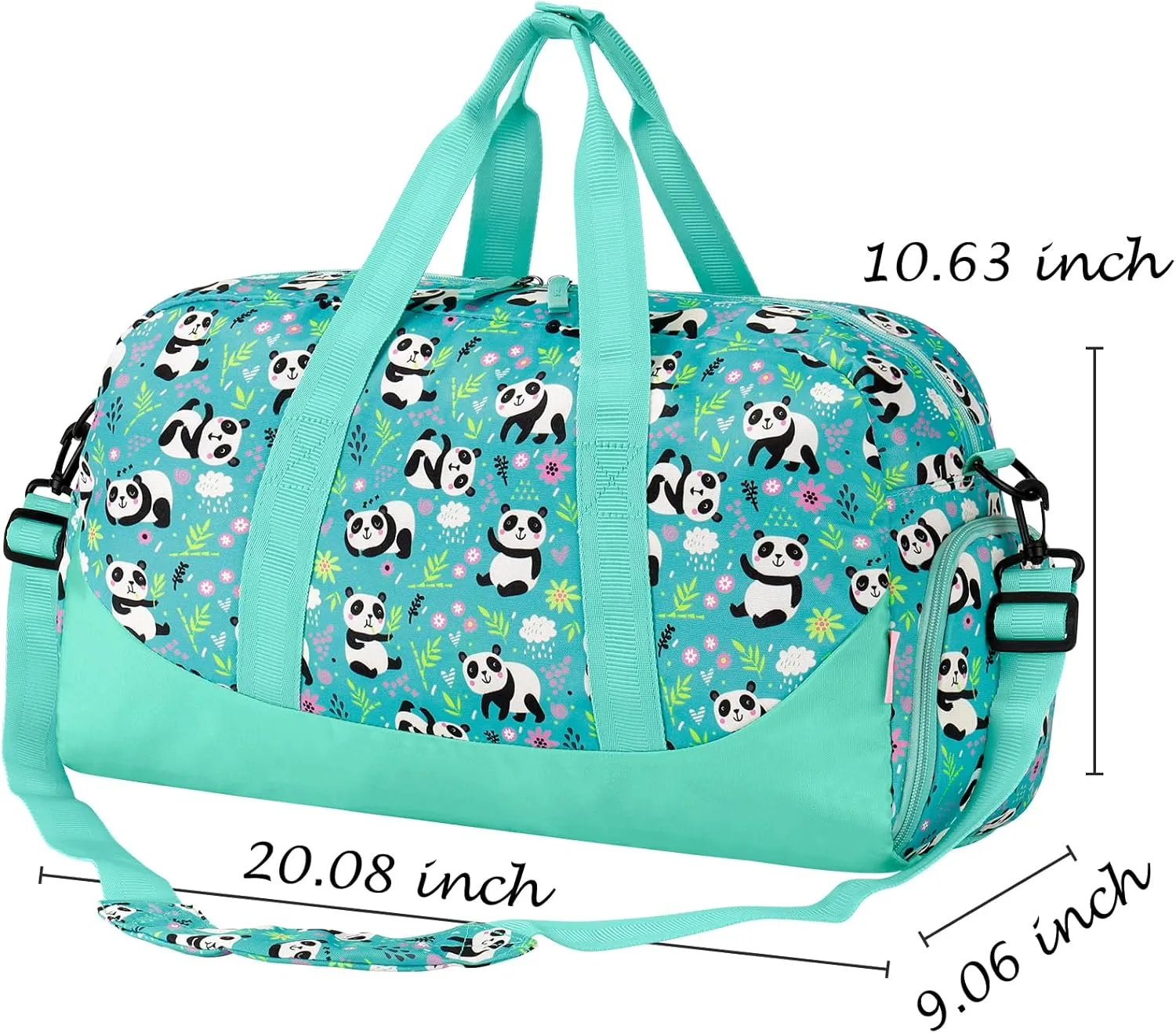Choco Mocha Kids Duffle Bag Girls - Panda Weekender Overnight Bags for Girl Ages 9-12, Blue