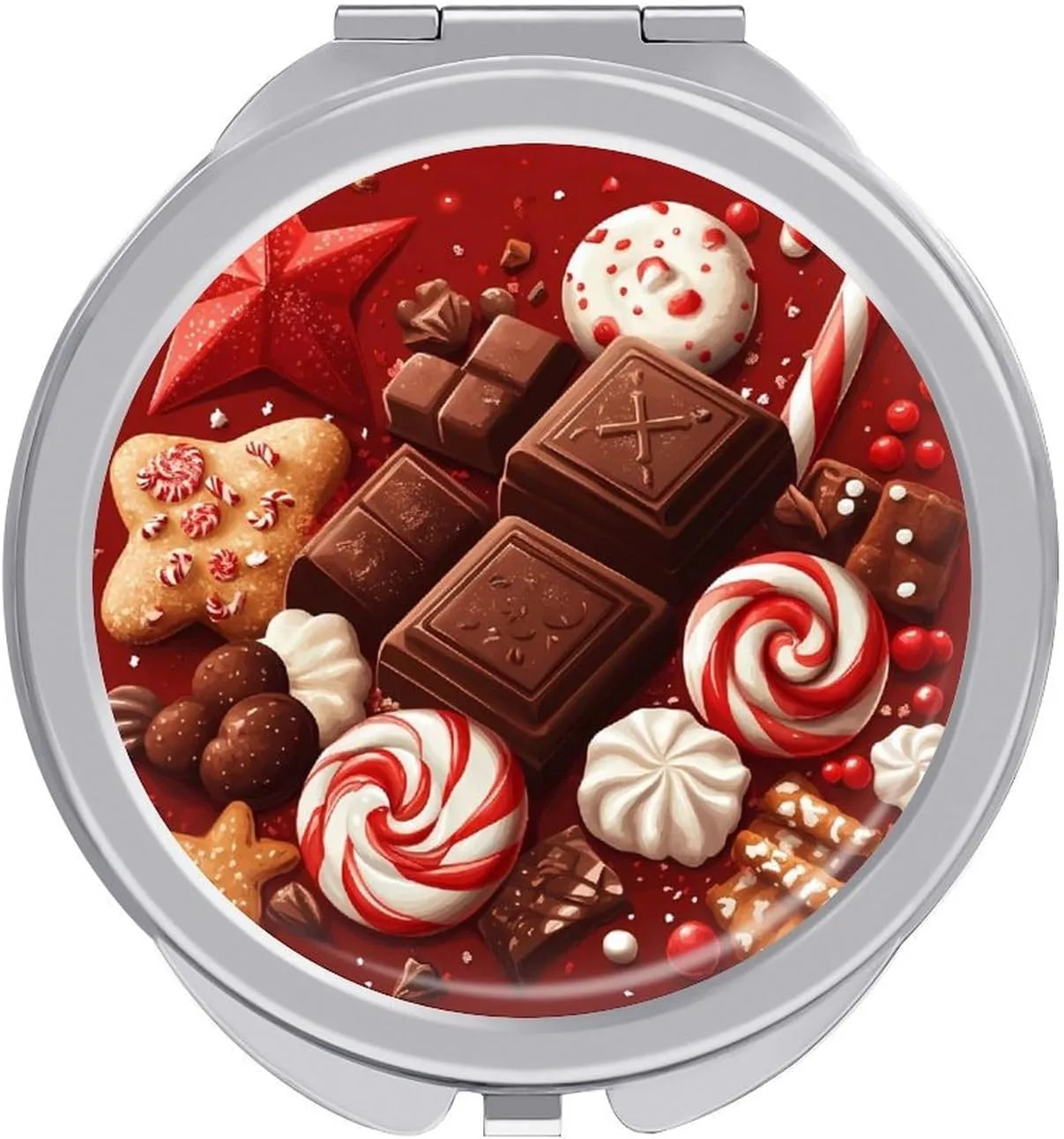 Chocolate Candy Sweets Compact Makeup Mirror Mini Foldable Cosmetic Mirror Portable Travel Mirror for Purse Pocket