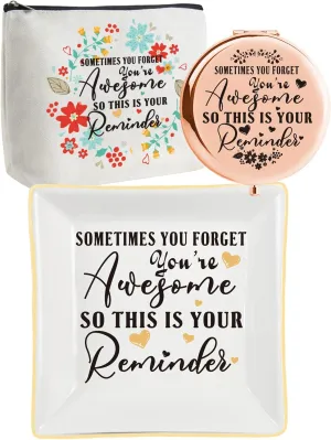 Christmas Gifts for Women,Christmas Gifts for Coworkers,Thank You Gifts,You Are Awesome Gifts for Women,You Are Awesome Trinket Dish,Thank You Compact Mirror,Inspirational Gifts,Motivational Gifts
