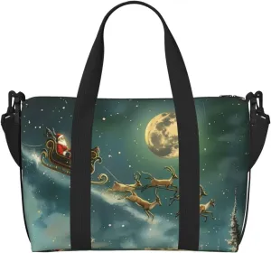 Christmas Santa Claus art print Travel Duffel Bag, Sports Tote Gym Bag, Swim Pool Bag Large Shoulder Tote Bag for Beach Weekender