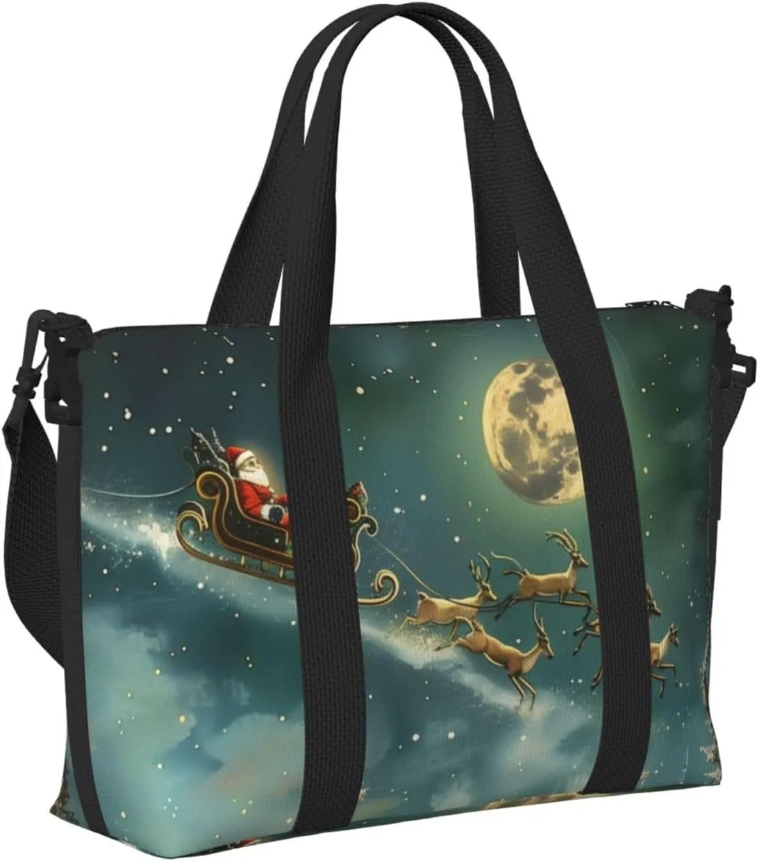 Christmas Santa Claus art print Travel Duffel Bag, Sports Tote Gym Bag, Swim Pool Bag Large Shoulder Tote Bag for Beach Weekender