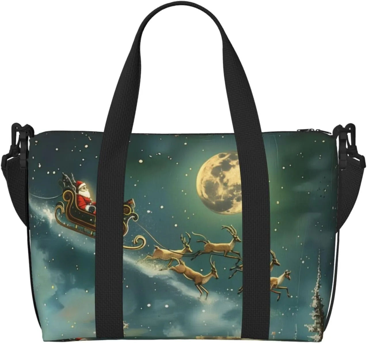 Christmas Santa Claus art print Travel Duffel Bag, Sports Tote Gym Bag, Swim Pool Bag Large Shoulder Tote Bag for Beach Weekender