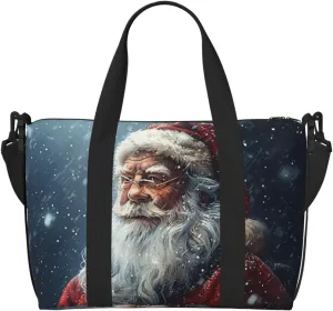Christmas santa claus snow print Travel Duffel Bag, Sports Tote Gym Bag, Swim Pool Bag Large Shoulder Tote Bag for Beach Weekender