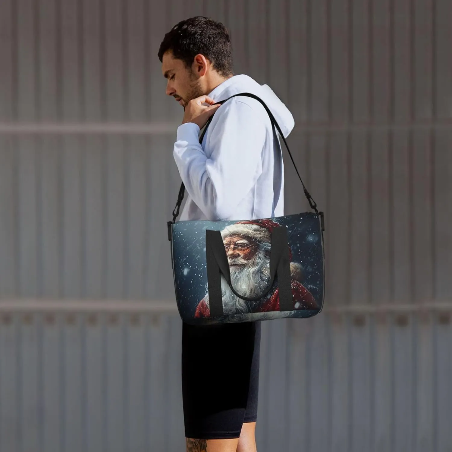Christmas santa claus snow print Travel Duffel Bag, Sports Tote Gym Bag, Swim Pool Bag Large Shoulder Tote Bag for Beach Weekender