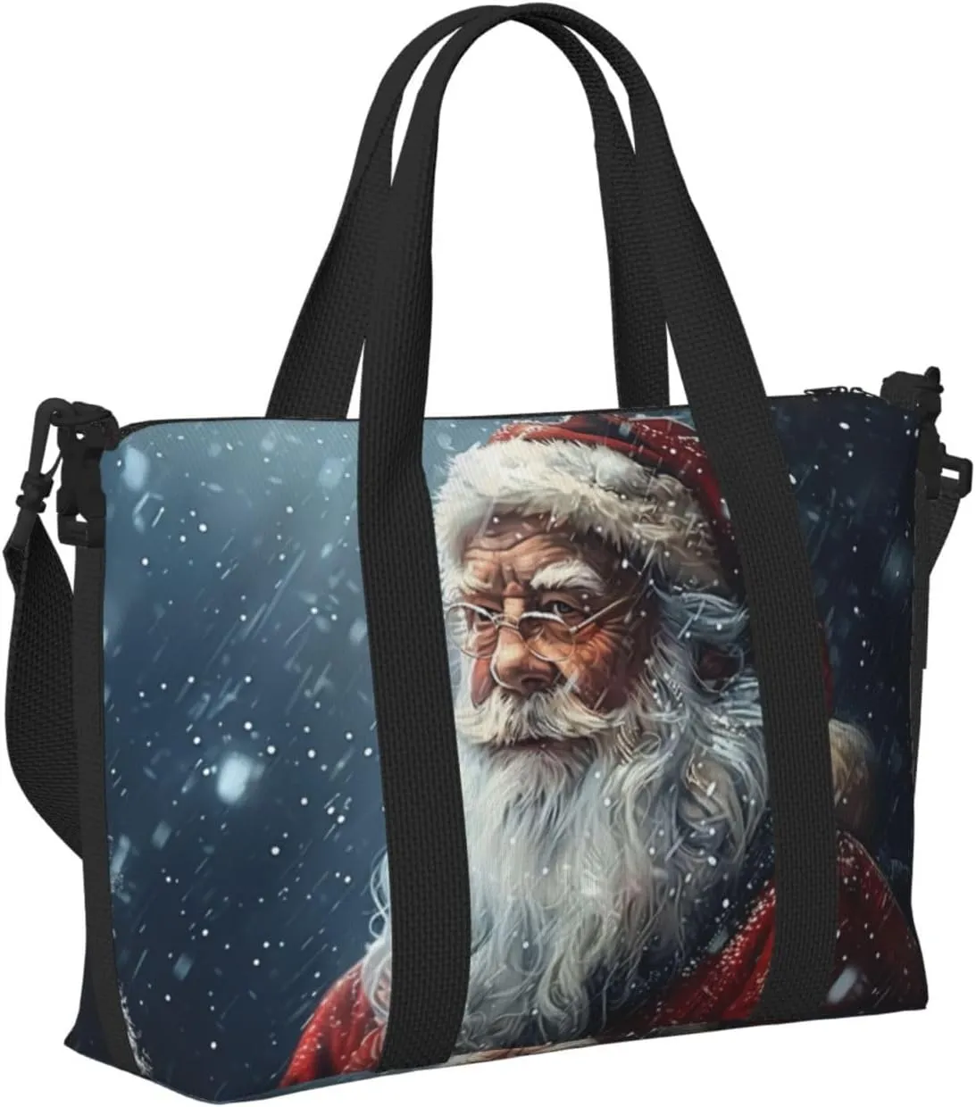 Christmas santa claus snow print Travel Duffel Bag, Sports Tote Gym Bag, Swim Pool Bag Large Shoulder Tote Bag for Beach Weekender