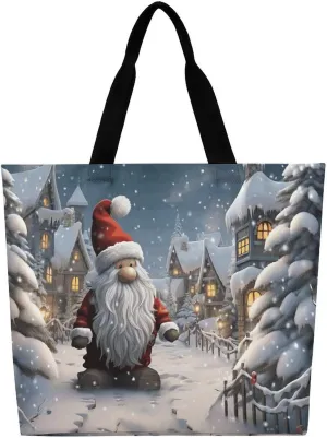 Christmas Snow Tote Bag Large Women Casual Shoulder Bag Reusable Grocery Bag Fasion Handbag for Office Shopping Travel