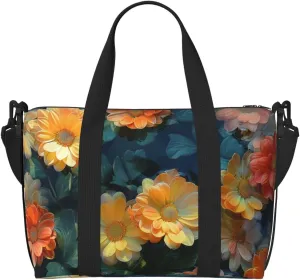 chrysanthemums print Travel Duffel Bag, Sports Tote Gym Bag, Swim Pool Bag Large Shoulder Tote Bag for Beach Weekender