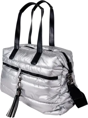 Citi Collective Gallery Weekender Bags for Women-Silver | Versatile Work Bag | Travel Bag with Adjustable Straps for women | Laptop sleeve inside comes with bonus shoe bag & more