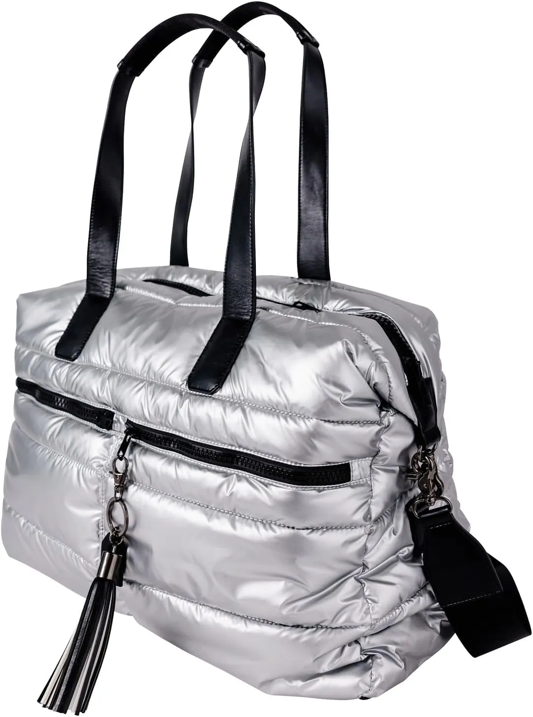 Citi Collective Gallery Weekender Bags for Women-Silver | Versatile Work Bag | Travel Bag with Adjustable Straps for women | Laptop sleeve inside comes with bonus shoe bag & more