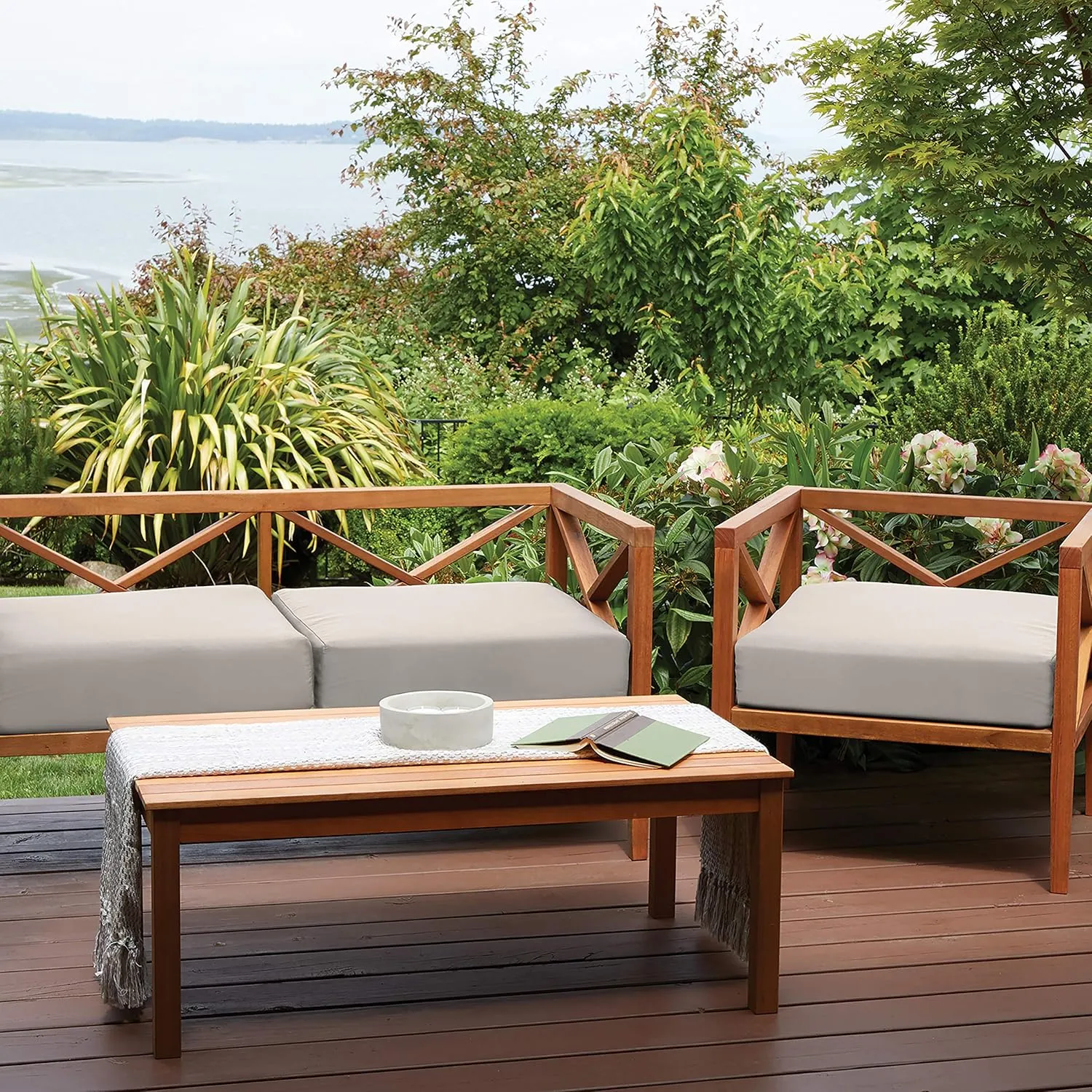 Classic Accessories Ravenna Water-Resistant 19 x 19 x 3 Inch Square Outdoor Seat Cushion Slip Cover, Patio Furniture Chair Cushion Cover, Mushroom, Patio Furniture Cushion Covers