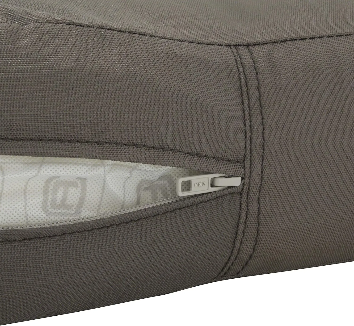 Classic Accessories Ravenna Water-Resistant 21 x 19 x 5 Inch Rectangle Outdoor Seat Cushion Slip Cover, Patio Furniture Chair Cushion Cover, Dark Taupe, Patio Furniture Cushion Covers
