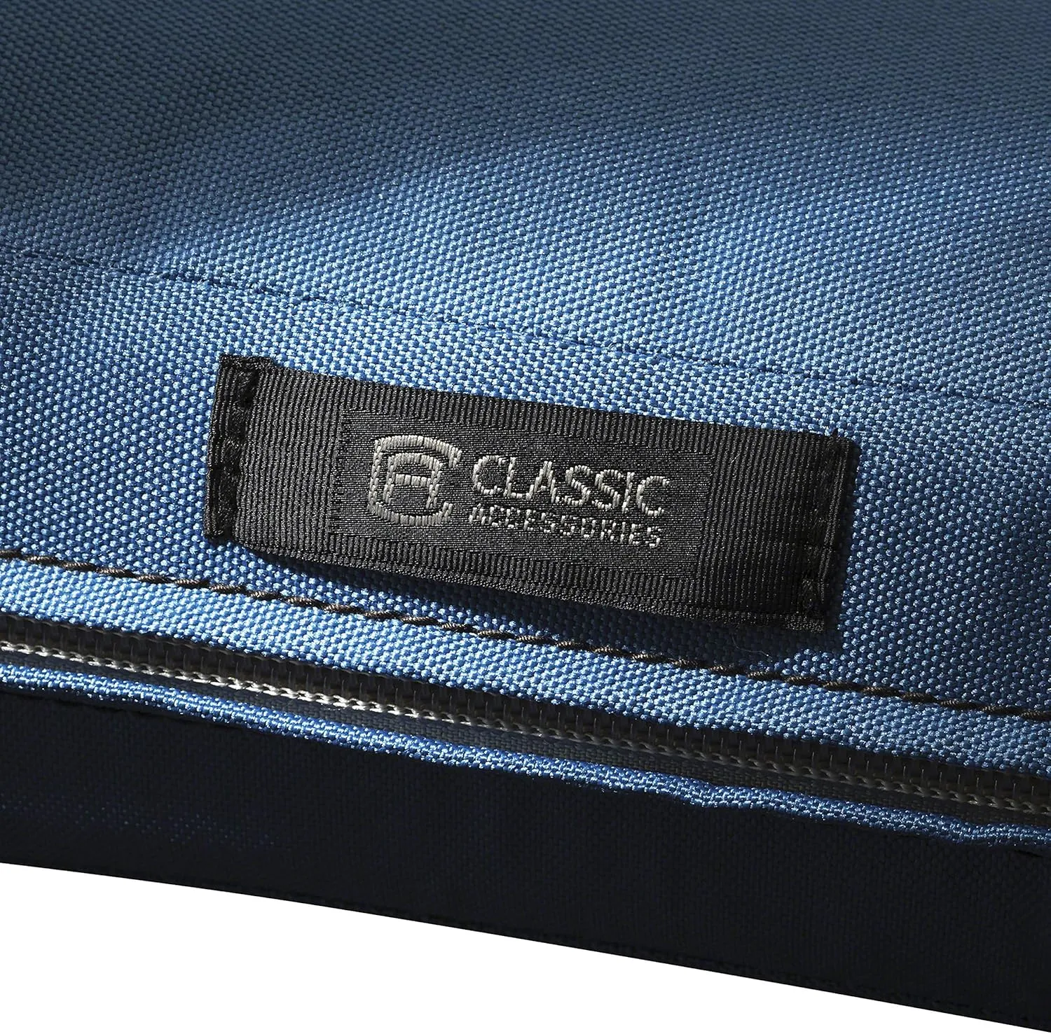 Classic Accessories Ravenna Water-Resistant 23 x 23 x 5 Inch Square Patio Seat Cushion Slip Cover & Foam, Empire Blue, Lounge Chair Cushion