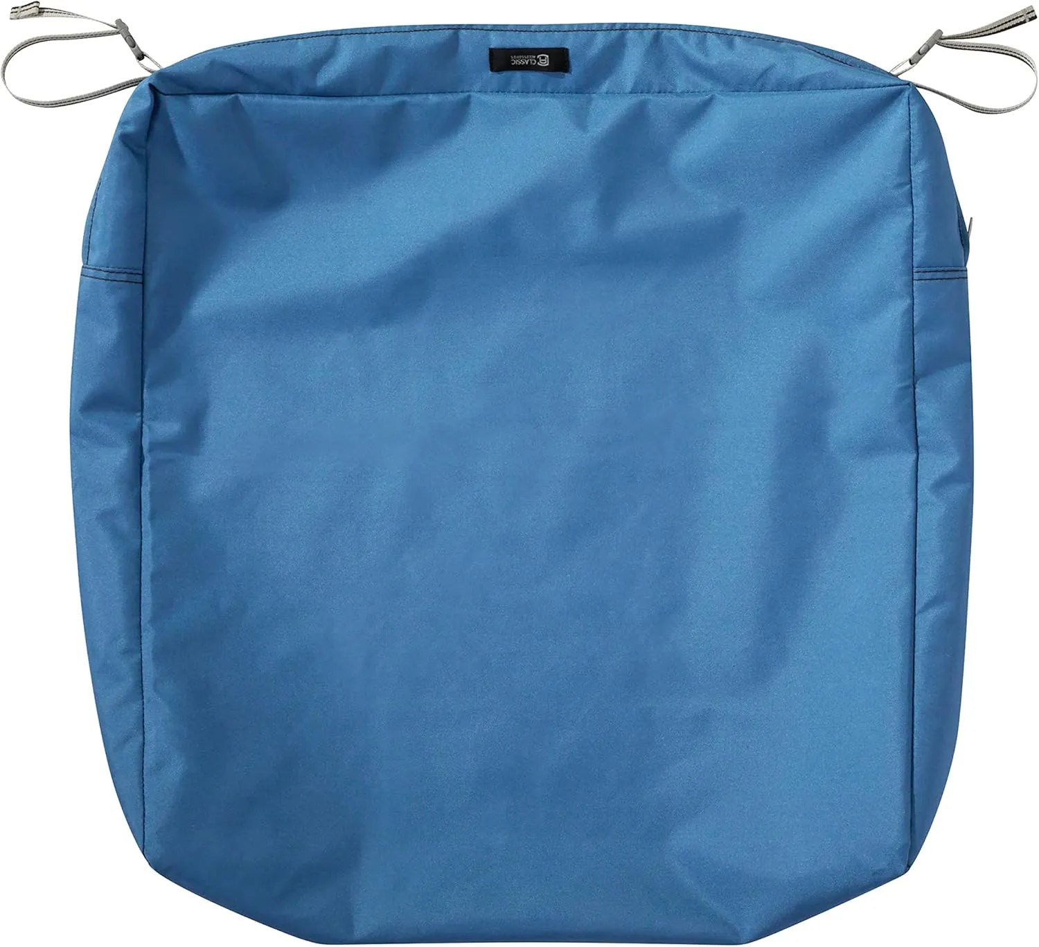 Classic Accessories Ravenna Water-Resistant 23 x 23 x 5 Inch Square Patio Seat Cushion Slip Cover & Foam, Empire Blue, Lounge Chair Cushion