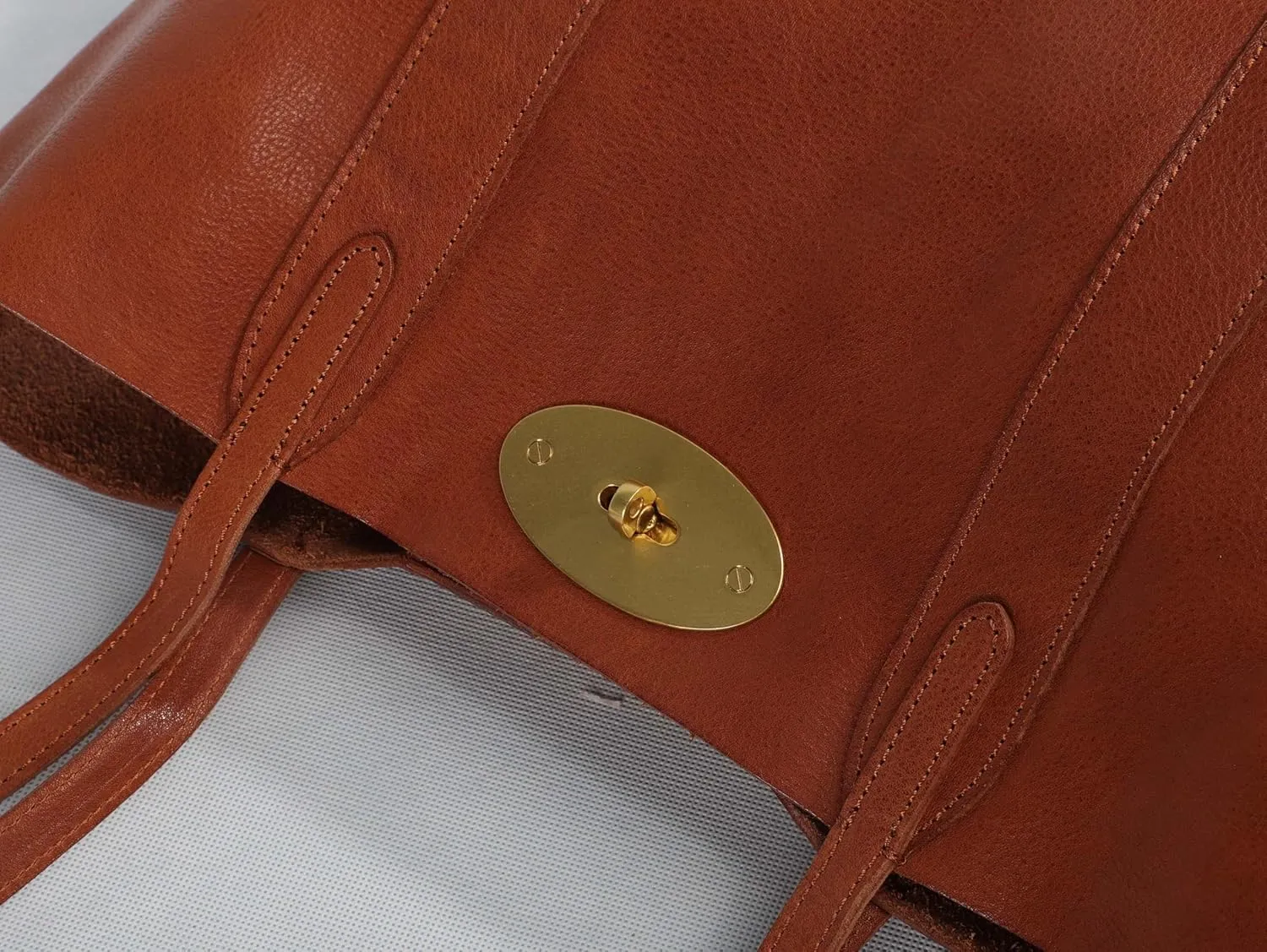 Classic Leather Tote Bag with Gold-Tone Hardware, Large Capacity Shopping Handbag, Black and Brown (Brown)