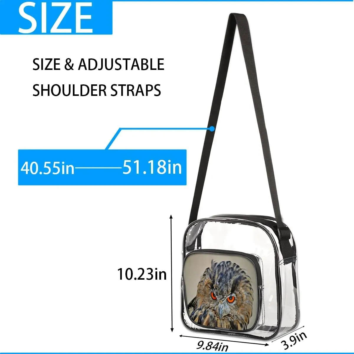 Clear Crossbody Bag Stadium Approved for Women and Men Transparent Messenger Shoulder Bag Clear Purse Bag