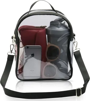 Clear untinted crossbody bag stadium approved men and women for festivals arenas and sporting events, Black