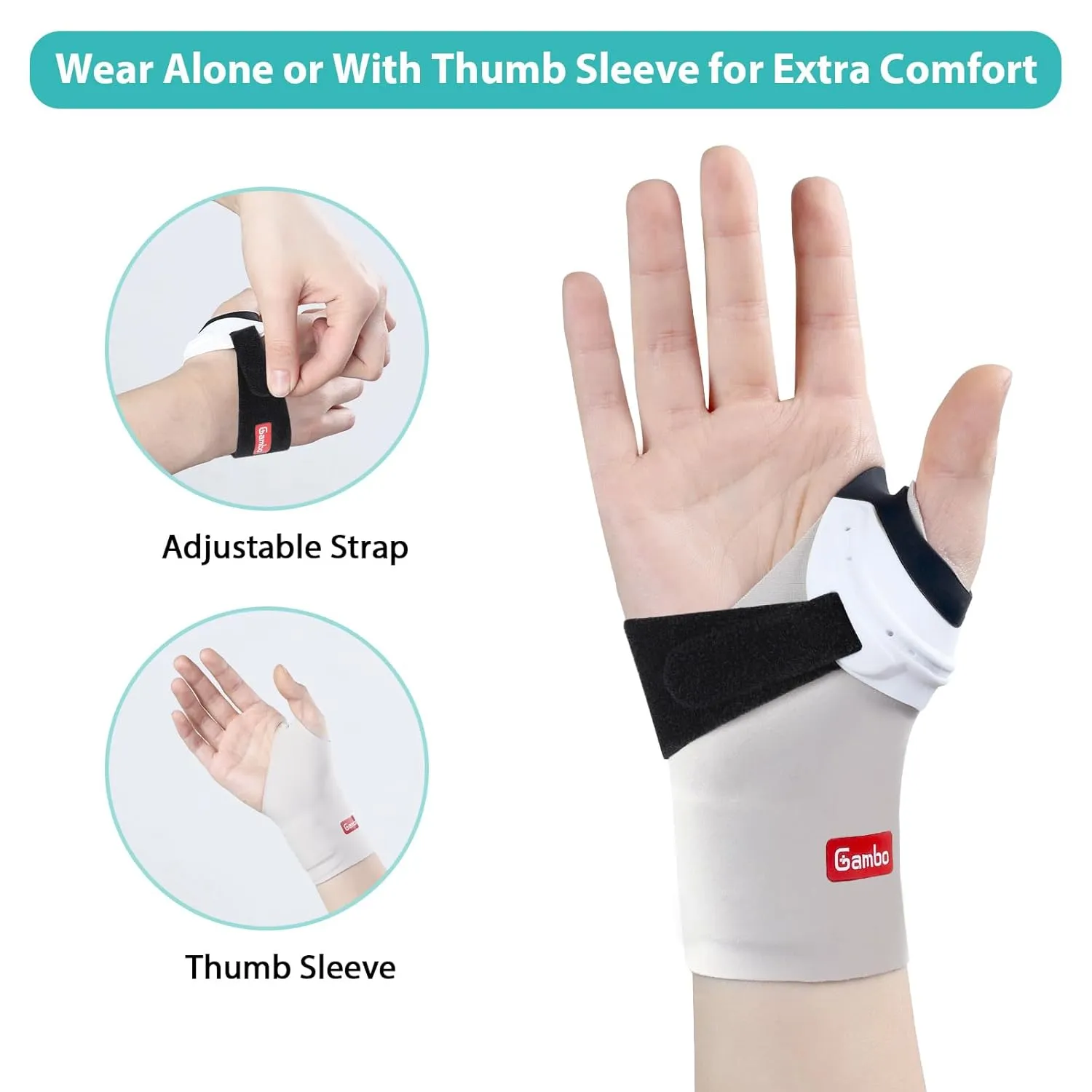 CMC Thumb Brace for Osteoarthritis, Anti-Crack Design for Joint Pain, Tendonitis, and Arthritis Relief - Lightweight Thumb Splint Stabilizer for Active (Small, Left Hand)