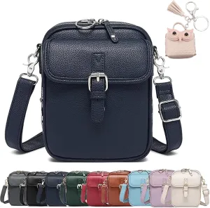 Collaboraten1 Crossbody Leather Bag, Casual Crossbody Bag for Women, Vintage Anti Theft Purse with 10 Card Slot