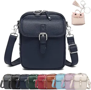 Collaboraten1 Crossbody Leather Bag, Casual Crossbody Bag for Women, Vintage Anti Theft Purse with 10 Card Slot