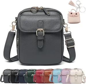 Collaboraten1 Crossbody Leather Bag, Casual Crossbody Bag for Women, Vintage Anti Theft Purse with 10 Card Slot
