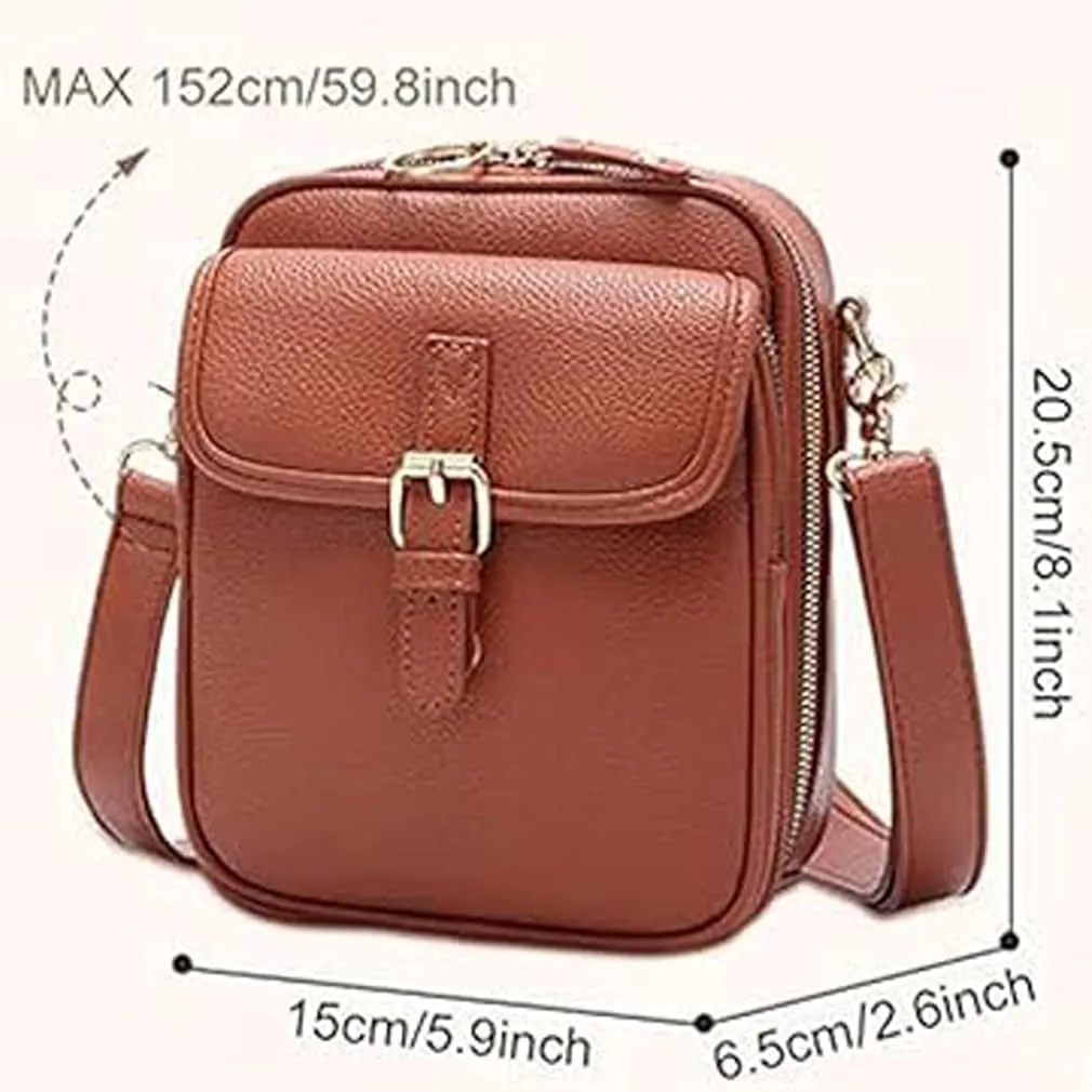 Collaboraten1 Crossbody Leather Bag, Casual Crossbody Bag for Women, Vintage Anti Theft Purse with 10 Card Slot