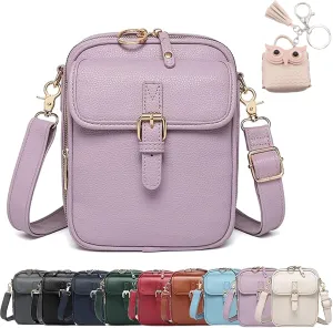Collaboraten1 Crossbody Leather Bag, Casual Crossbody Bag for Women, Vintage Anti Theft Purse with 10 Card Slot