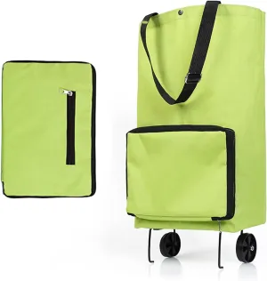 Collapsible Shopping Cart,Folding Lightweight Portable Collapsible Bag with Wheels, Lightweight Waterproof Rolling, Trolley Tote Stair Climbing Cart for Traveling(Green)